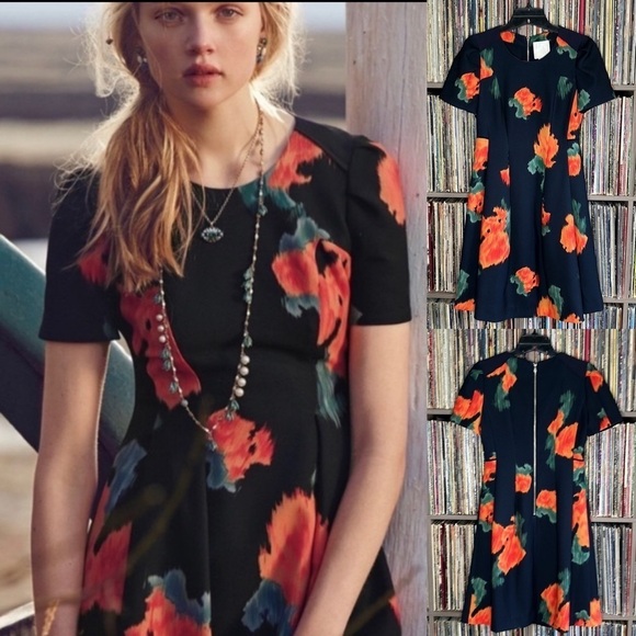 Anthropologie Maginn Dress in Oversized Abstract Floral Print Size 2 - Picture 2 of 6